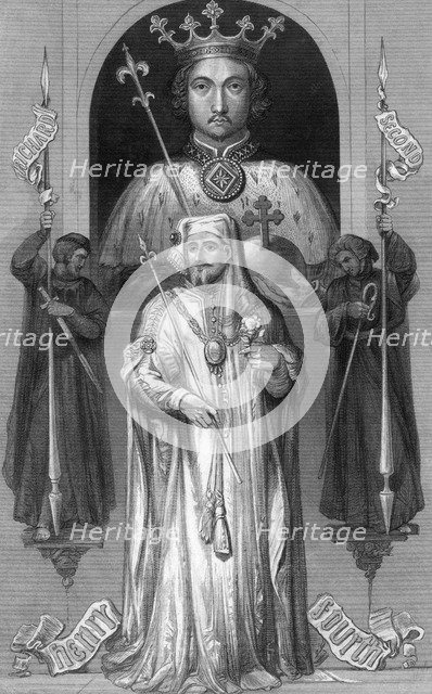 Richard II and Henry IV, Kings of England.Artist: TA Prior