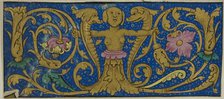Illuminated Border with Grotesques and Flora from a Manuscript, 15th or early 16th century. Creator: Unknown.