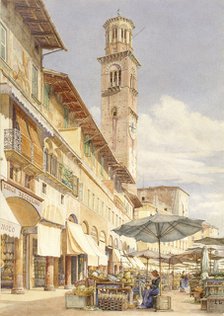 The Piazza delle Erbe, Verona, June - September 1884. Artist: Frank Randal.