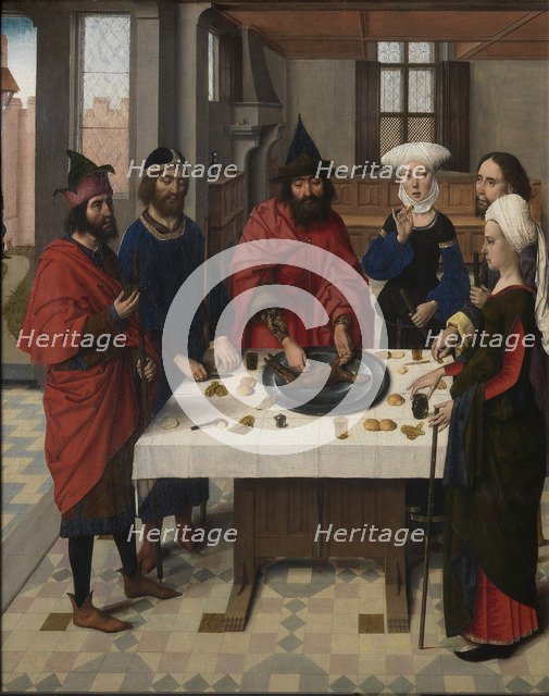 The Last Supper altarpiece: Passover Seder (left wing), 1464-1468. Artist: Bouts, Dirk (1410/20-1475)