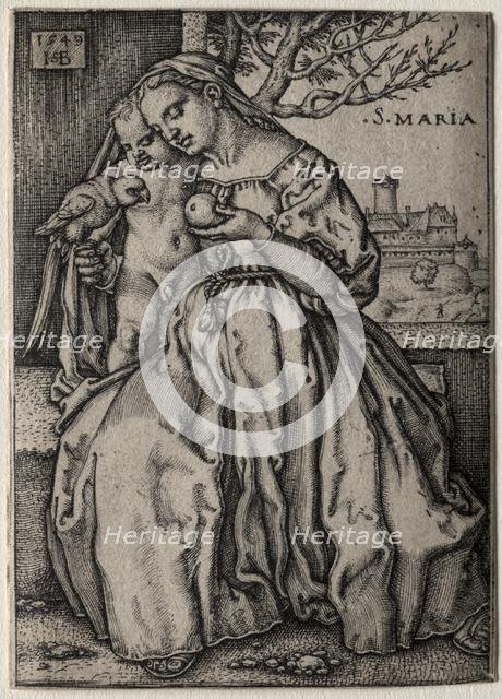 Virgin with the Parrot, 1549. Creator: Hans Sebald Beham (German, 1500-1550).