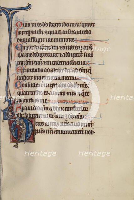 Initial D: Two People; Bute Psalter, text and illumination about 1285. Creator: Bute Master.