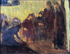 Study, Christ Washing the Feet of the Disciples, ca. 1905. Creator: Henry Ossawa Tanner.