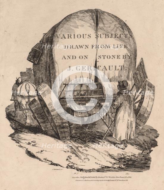 Various Subjects Drawn from Life and on Stone: A Wagon with Harnessed Horses, 1821. Creator: Théodore Géricault (French, 1791-1824).