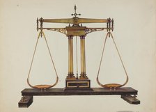 Scales for Weighing Gold, c. 1940. Creator: Robert W.R. Taylor.