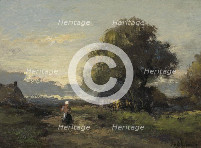 Landscape with Farmhouses, 1874-1945. Creator: Jan van der Linde.