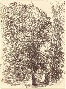 Dreamer under Tall Trees (Le Reveur sous les grands arbres), 1874. Creator: Jean-Baptiste-Camille Corot.
