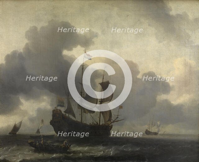 The Warship "De Jacob" at Anchor, c1650-1708. Creator: Ludolf Bakhuizen.