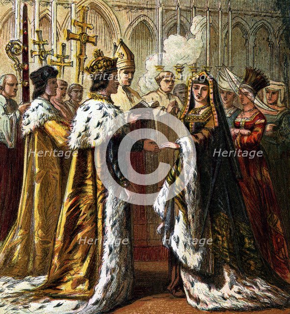 The marriage of Henry VII, 1486, (c1850). Artist: Unknown