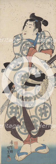 Ichikawa Danjuro VIII as Sukeroku,  from the play 'Sukeroku yukari Edo zakura' (The Flower..., 1832. Creator: Utagawa Kunisada.