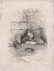 Portrait of the painter Eduardo Zamacois seated at a table, ca. 1869. Creator: Mariano Jose Maria Bernardo Fortuny y Carbo.