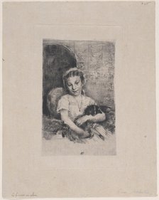 Mlle Chabot, danseuse de l'Opéra, ou Jeune fille au chien, 1888. Creator: Marcellin-Gilbert Desboutin.