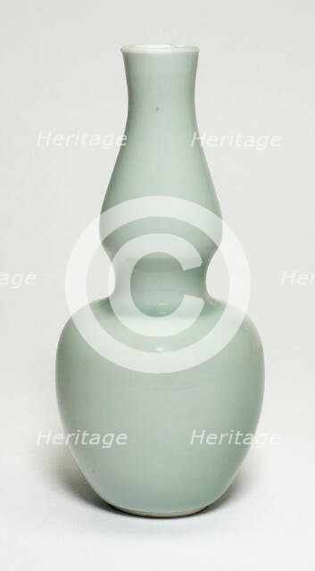 Celadon-Glazed Double-Gourd Vase, Qing dynasty (1644-1911), 18th/19th century. Creator: Unknown.