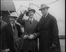 George Carpentier With Associates on the Deck of a Ship, 1921. Creator: British Pathe Ltd.