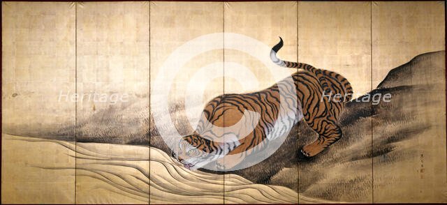 Tigers in a Landscape, 1884. Creator: Kunii Obun.
