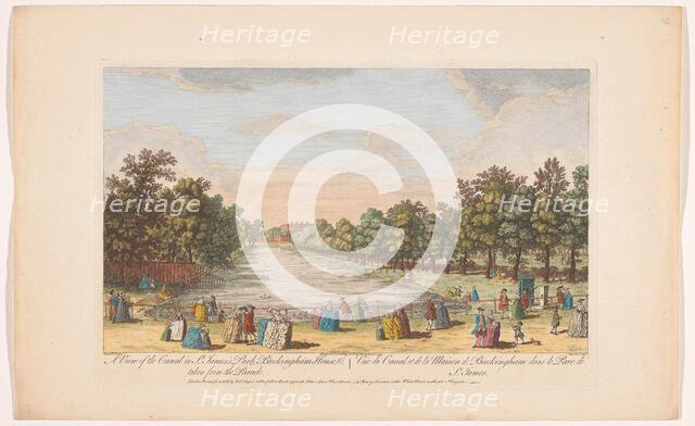 View of the canal in Saint James's Park in London, seen from the Horse Guards Parade, 1753. Creator: Stevens.