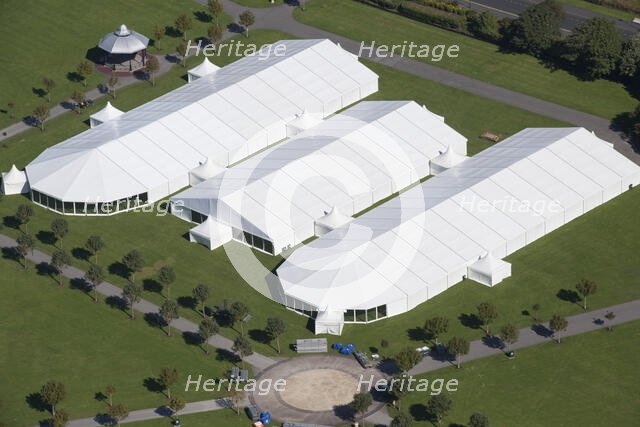 Three marquees in Victoria Park, Southport, Merseyside, 2015. Creator: Historic England.