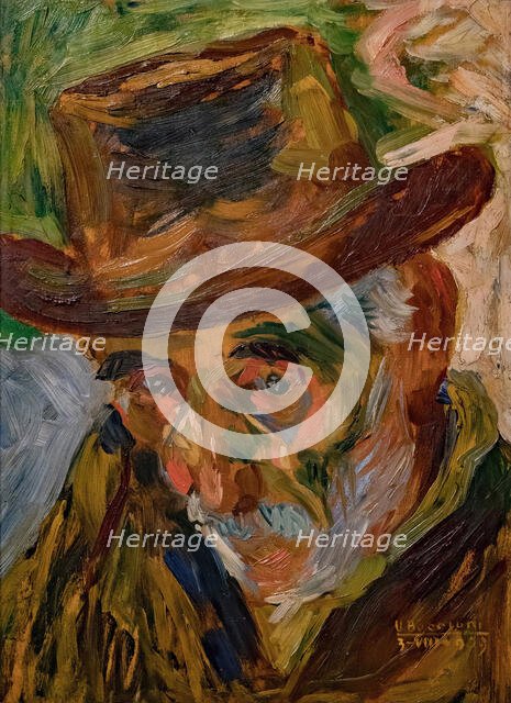 Head of an old Man , 1909. Creator: Boccioni; Umberto (1882-1916).