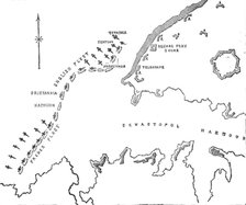 The Coast North of Sebastopol, and New Earth Batteries, 1854. Creator: Unknown.