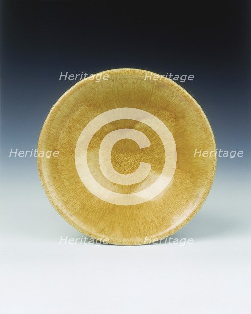 Yellow lead glazed bowl, late Tang dynasty, China, 9th century. Artist: Unknown