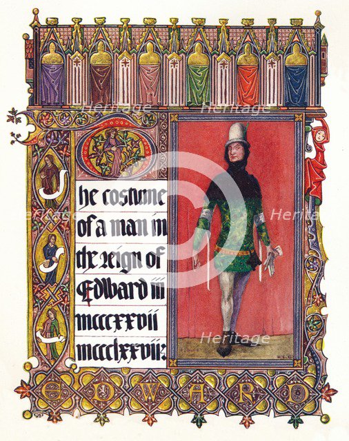 'The Costume of a man in the reign of Edward III', c1353. Artist: Unknown.