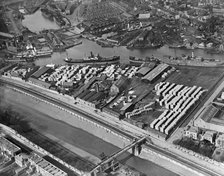 Timber yards at Baltic Wharf, Canada Wharf and Cumberland Wharf, Bristol, 1921. Artist: Aerofilms.