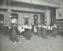Girls morris dancing, Cosway Street Evening Institute for Women, London, 1914.  Artist: Unknown.