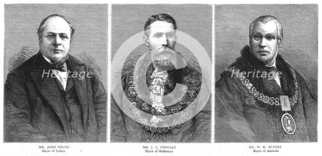 'Our Colonial Empire - Three Australian Mayors', 1886. Creator: Unknown.