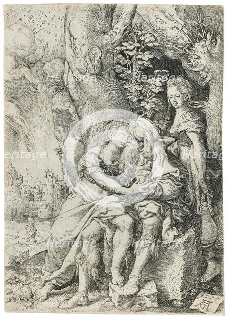Lot and his Daughters, 1555. Creator: Aldegrever; Heinrich (1502-1560).