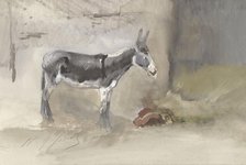 Donkey in a stable, 1856-1882. Creator: Jules baron Finot.