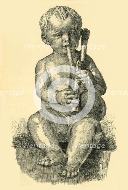 Boy playing the bagpipes, c1490-1520, (1881).  Creator: Unknown.