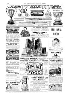 Page of advertisements, 1890. Creator: Unknown.
