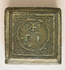 Copper-Alloy Balance Weight with Cross in a Circular Border, Byzantine, 5th-6th century. Creator: Unknown.