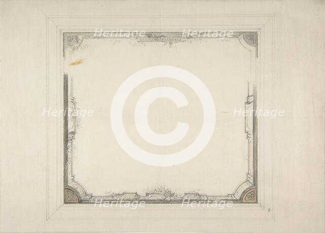 Design for a ceiling to be decorated with a trompe l'oeil balustrade, 1830-97. Creators: Jules-Edmond-Charles Lachaise, Eugène-Pierre Gourdet.