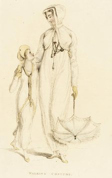 Fashion Plate (Walking Costume), 1809. Creator: Rudolph Ackermann.