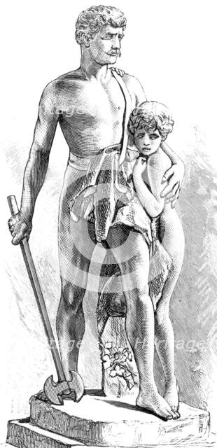 Shielding the Helpless: group by the late E. B. Stephens, in the Royal Academy Exhibition, 1883. Creator: Unknown.