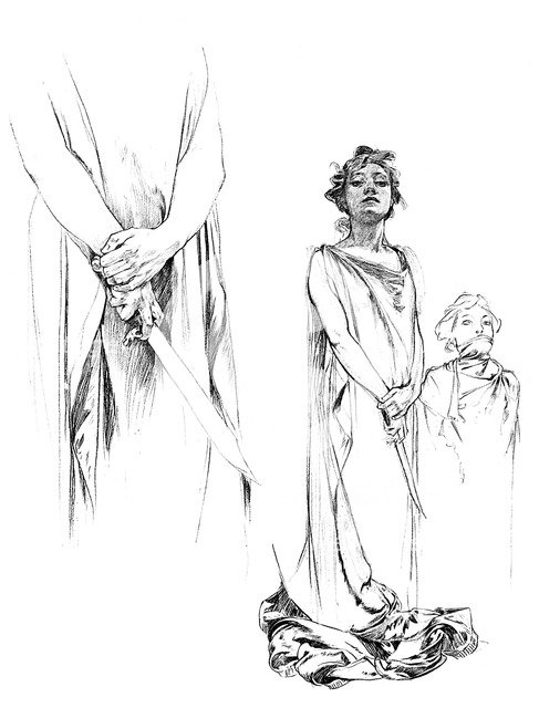 Studies in pencil for the Medee poster, 1899. Artist: Unknown