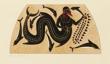 Print of the Decoration on a Greek Amphora, showing Poseidon accompanied by Dolphins, c1858. Creator: Kaeppelin et Compagnie.