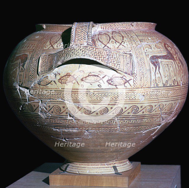 Geometric period Greek pot, 8th century BC. Artist: Unknown