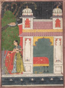 A Heroine Plucking a Flower: Page from a Dispersed Nayikabheda, ca. 1660-80. Creator: Unknown.