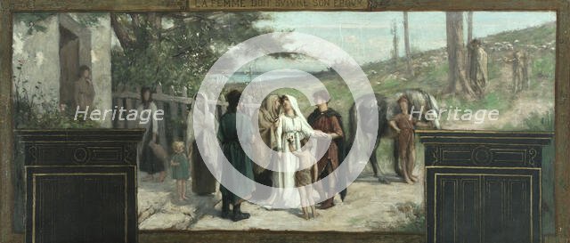 Esquisse pour la mairie du 15e arrondissement : La femme doit suivre son époux, c.1883 - 1884. Creator: Franois Alfred Delobbe.