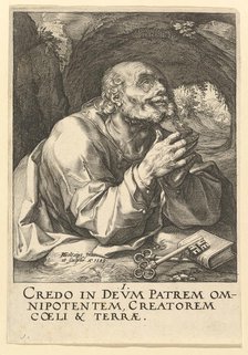 St. Peter, from Christ, the Apostles and St. Paul with the Creed, 1589. Creator: Hendrik Goltzius.