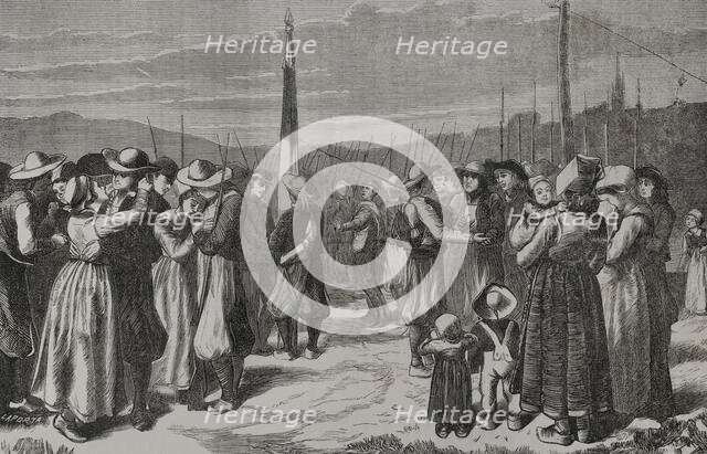 The Breton Mobile Guard bidding farewell to their families, 1871.  Creator: Enrique Laporta Valor.