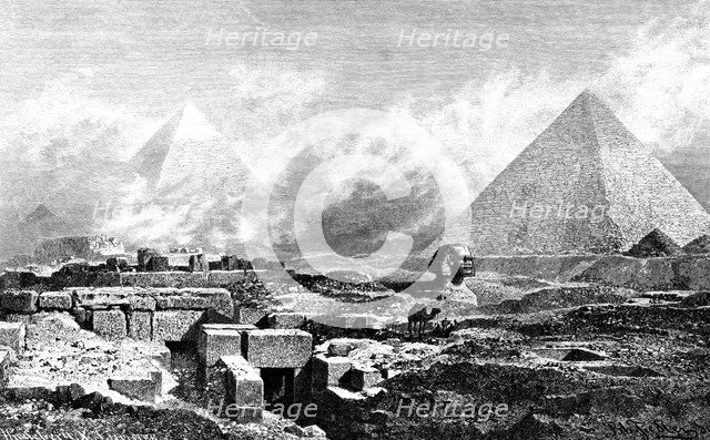 'The Sphinx and Pyramids, Egypt', 1880. Artist: Bh Fiedlen