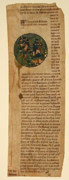 Manuscript Cutting from the Grande Chroniques de France, French, mid-15th century. Creator: Unknown.