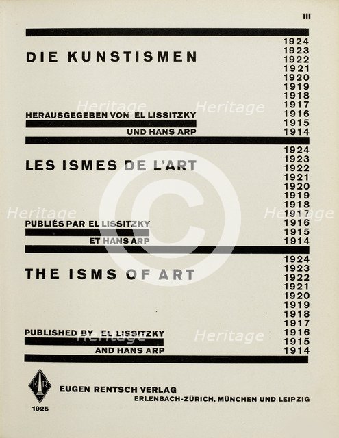Title page: Die Kunstismen. (The Isms of Art) by El Lissitzky und Hans Arp, 1925. Creator: Lissitzky, El (1890-1941).