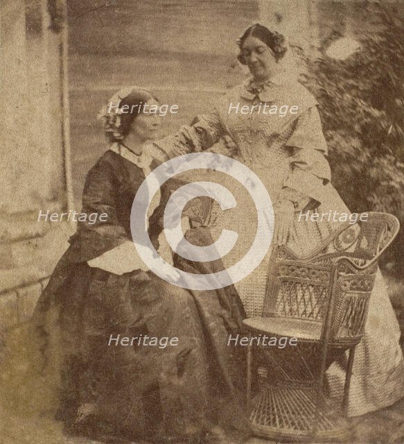 [Countess Canning with Guest, Government House, Allahabad], 1858. Creator: John Constantine Stanley.