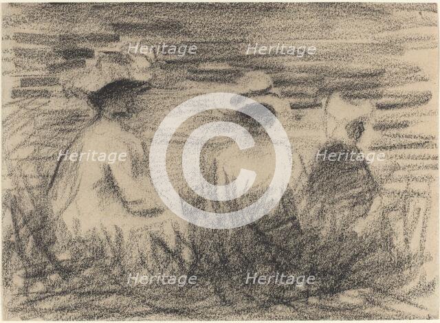 Three Figures Seated in a Meadow, Seen from the Back, late 19th century. Creator: Unknown.