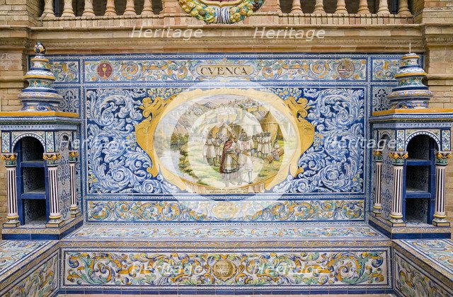 Tiled alcove in the Plaza de Espana, Seville, Andalusia, Spain, 2007. Creator: Samuel Magal.