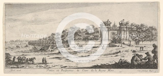 View of the gate of the residence of the Queen Mother, from the series 'Views and new ..., ca. 1644. Creator: Claude Goyrand.